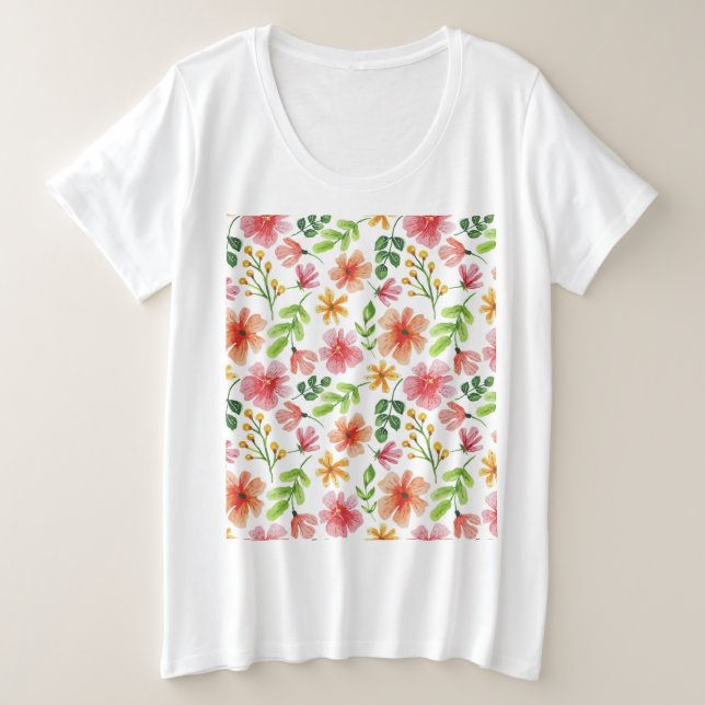 Watercolor Pink Flowers Pattern-69677 (Anverso del diseño)