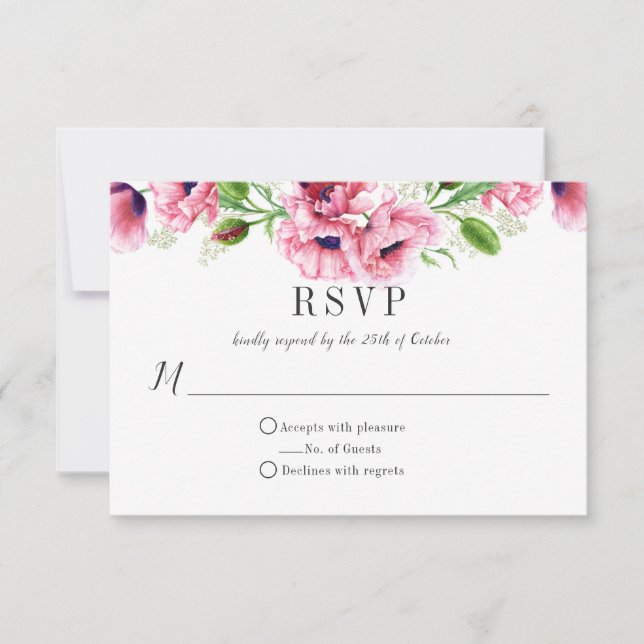Watercolor Poppies rosa Greenerenery RSVP (Anverso)