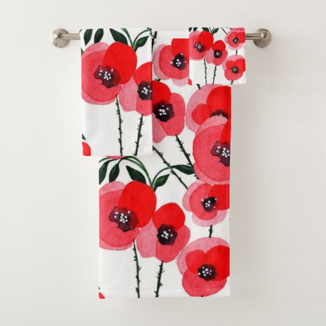 Watercolor poppy flowers botanical (In situ)