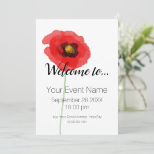 WATERCOLOR POPPY Invitación simple