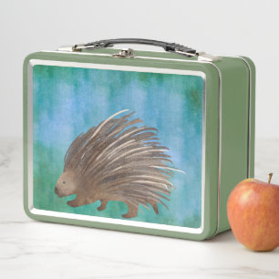Watercolor Porcupine Metalizado Lunchbox