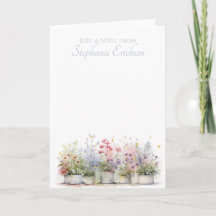 Watercolor Potted Flowers Personalized Stationery