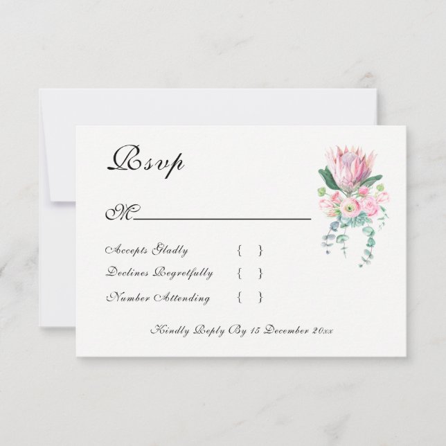 Watercolor Protea RSVP Cards (Anverso)