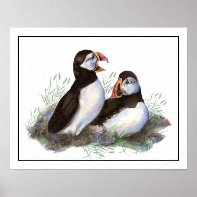 Watercolor Puffin Ocean Bird arte (Frente)