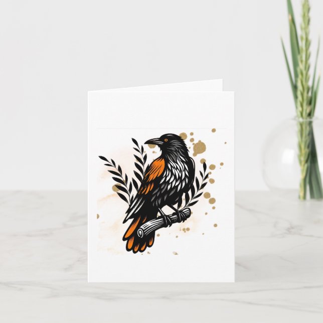 Watercolor Raven Blank (Anverso)