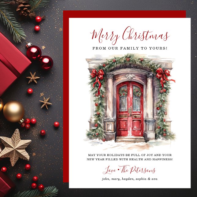 Watercolor Red Front Door Feliz Navidad (Subido por el creador)
