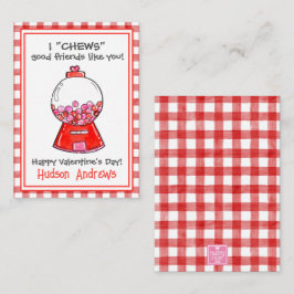 Watercolor Red Gingham Gumballs Tarjetas de San Va