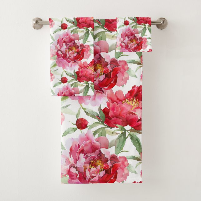 Watercolor Red Peony Pattern (In situ)