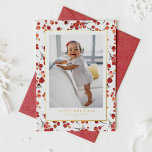 Watercolor Red Winterberry Happy Holidays Photo<br><div class="desc">Felices fiestas! Comparta saludos cálidos de vacaciones con su familia y amigos usando esta tarjeta de vacaciones de Relieve metalizado de oro de personalizable. Presenta un patrón botánico acuático de mora roja. Puede personalizar esta tarjeta de vacaciones acuarela agregando sus detalles =. Esta tarjeta de festividad fotográfica está disponible en...</div>