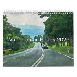 Watercolor Roads Calendario Estadounidenses Vacaci