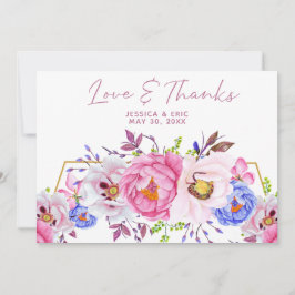 Watercolor Romántico Boda Floral Gracias Tarjeta