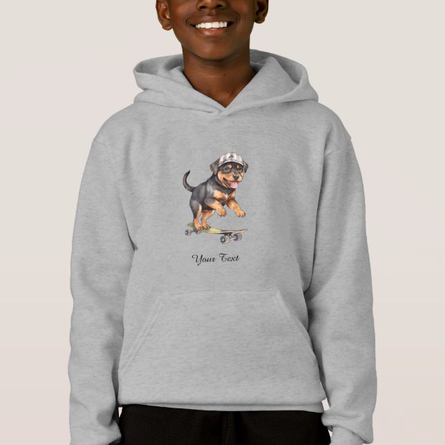 Watercolor Rottweiler Kids Pullover Hoodie (Anverso)