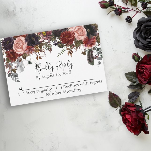 Watercolor RSVP Halloween Otoño Floral boho (Subido por el creador)