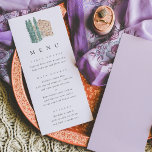 Watercolor Rustic Cypress Trees el menú Boda<br><div class="desc">Moderno,  rústico y elegante,  la carta boda incluye una pintura acuarela de un árbol de ciprés procedente de un campo de lavanda de Provenza,  pintura francesa y tipografía de moda.</div>
