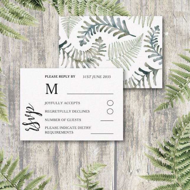 Watercolor Sage Green Foliage Wedding RSVP (Subido por el creador)
