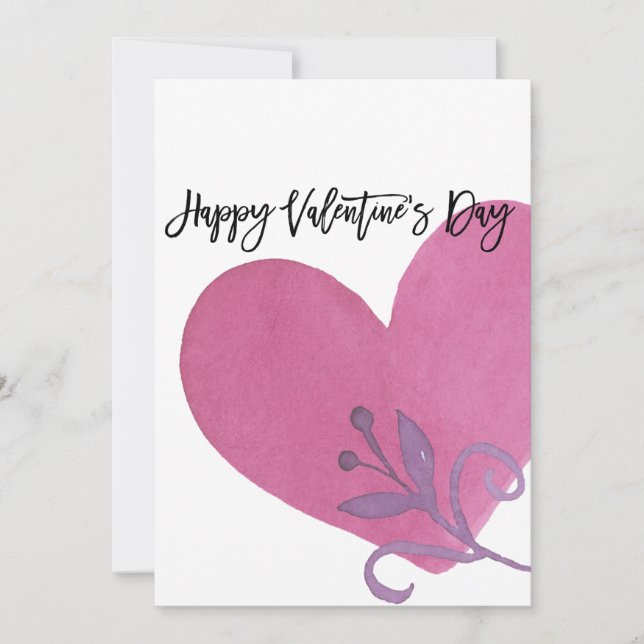 Watercolor San Valentín, tarjeta personalizada (Anverso)