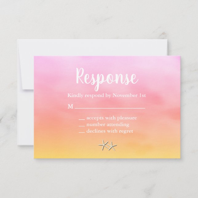 Watercolor Sandy Toes RSVP sunset (Anverso)