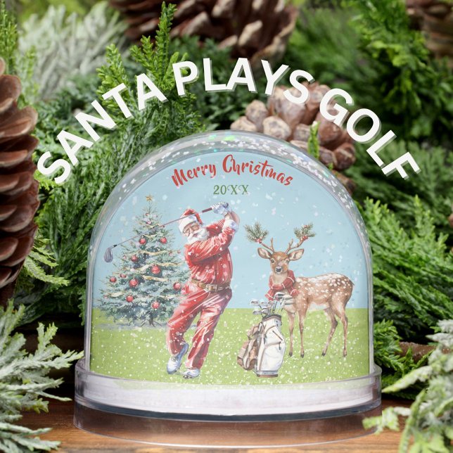 WATERCOLOR SANTA PLAYS GOLF REINDEER WAITS SNOW  (Subido por el creador)