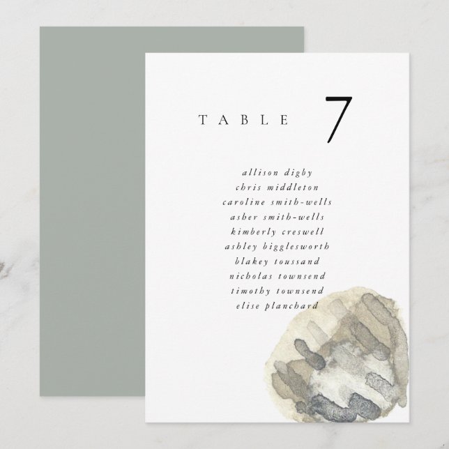 Watercolor Seashell Beach 5x7" Wedding Seat Chart (Anverso / Reverso)
