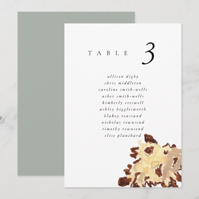 Watercolor Seashell Beach 5x7" Wedding Seat Chart (Anverso / Reverso)