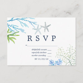 Watercolor Seaweed Beach Tema Boda RSVP