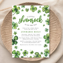 Watercolor Shamrock Bebé Ducha Invitación