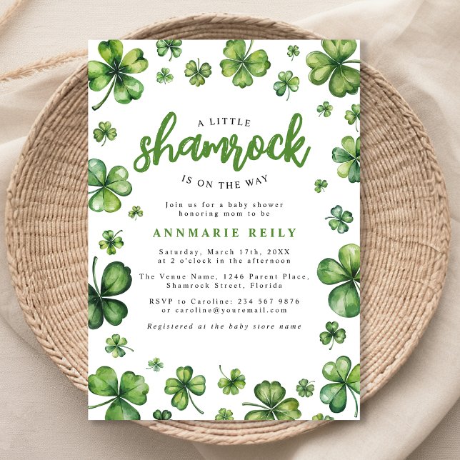 Watercolor Shamrock Bebé Ducha Invitación (Subido por el creador)
