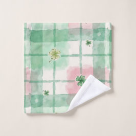 Watercolor Shamrock Plaid Towel Set