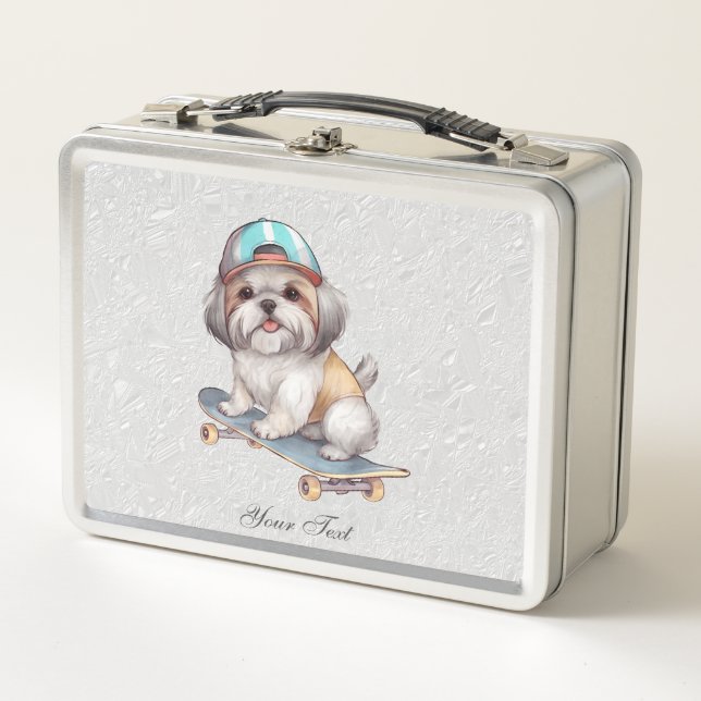 Watercolor Shih Tzu Metalizado Lunch Box (Anverso)
