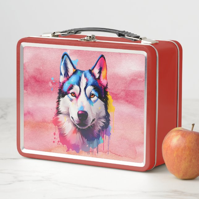 Watercolor Siberian Husky arte colorido (In situ)