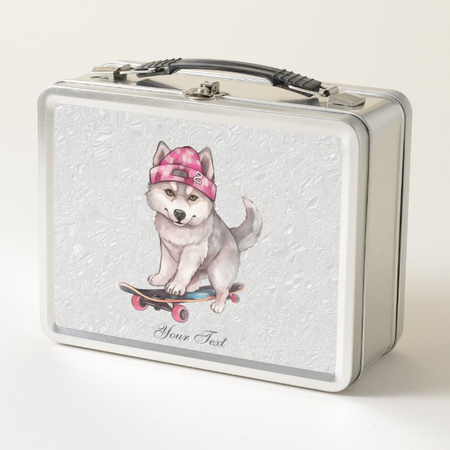 Watercolor Siberian Husky caja de almuerzo Metaliz (Anverso)