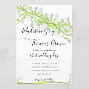 Watercolor Snowdrop Art Floral Wedding Invitación