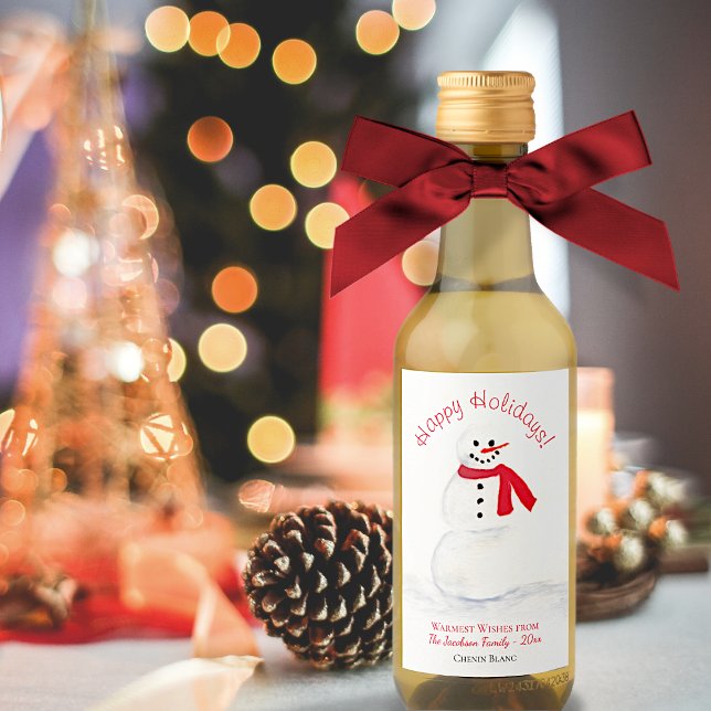 Watercolor Snowman Happy Holidays Mini Navidades (In Situ with Bow)