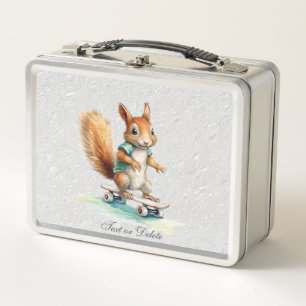 Watercolor Squirrel Skateboard Caja de almuerzo Me