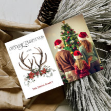 Watercolor Stag Greenery Foto Feliz Navidad