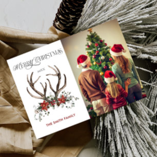Watercolor Stag Greenery Foto Feliz Navidad