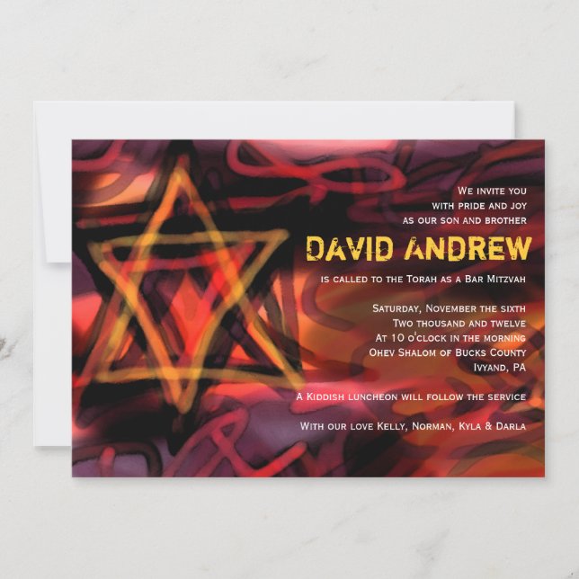 WATERCOLOR STAR Bar Bat Mitzvah Invitación (Anverso)