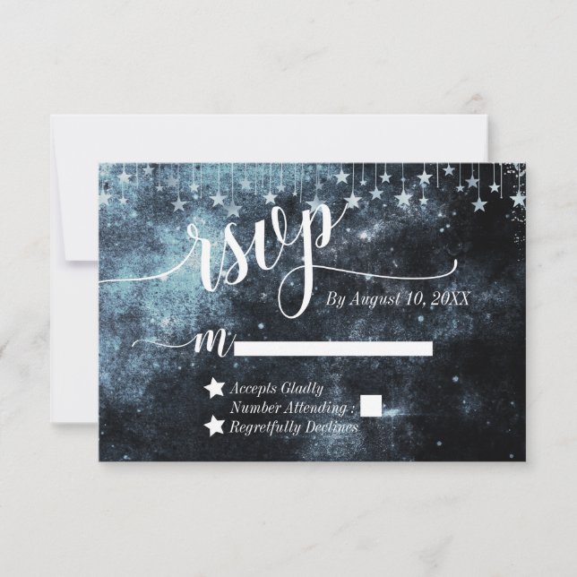Watercolor Starry Night Celestial Wedding RSVP (Anverso)