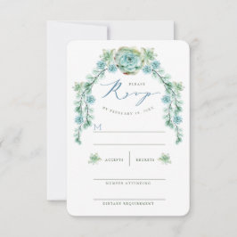 Watercolor Succulents Garden Wedding Tarjeta RSVP
