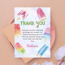Watercolor Summer Popsicle Cumpleaños - Tarjeta de