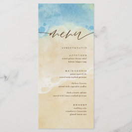 Watercolor SummerCoastal Beach Wedding Menu