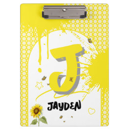 Watercolor Sunflower con mariposas Portapapeles