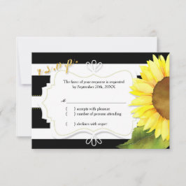 Watercolor Sunflower & Stripes Wedding RSVP