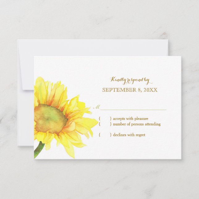 Watercolor Sunflower Wedding RSVP (Anverso)