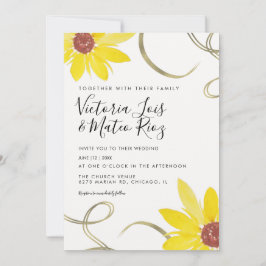 Watercolor Sunflower Wild Floral Swirl Boda