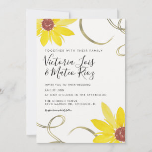 Watercolor Sunflower Wild Floral Swirl Boda