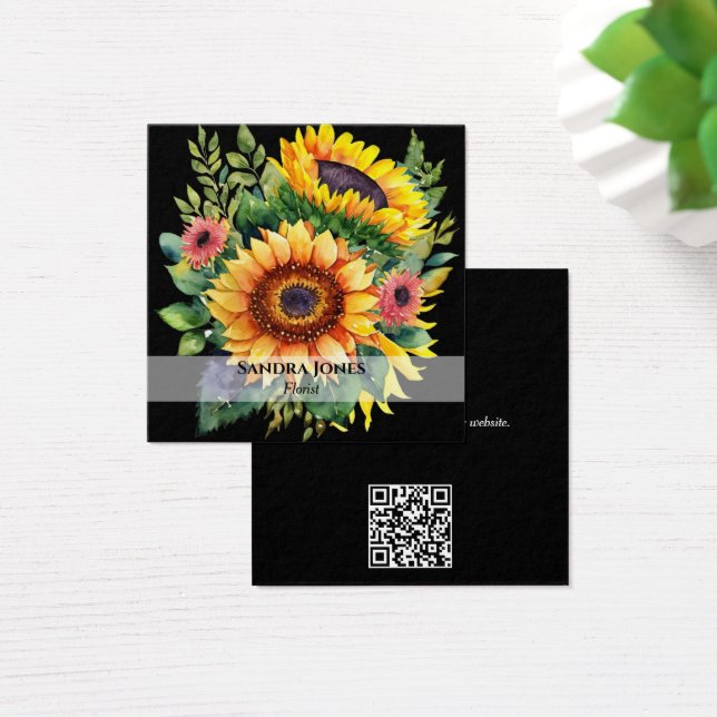 Watercolor Sunflowers Tarjeta de visita - negro (Escritorio)