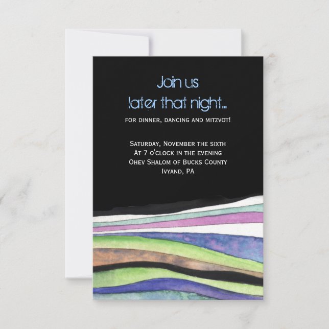 WATERCOLOR SUNSET Bat Bar Tarjeta de Fiesta Mitzva (Anverso)