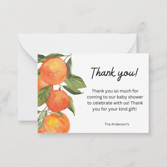 Watercolor Tangerine Theme Tarjeta de agradecimien (Anverso)