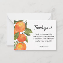 Watercolor Tangerine Theme Tarjeta de agradecimien